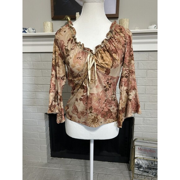 Vintage Y2K Women’s Babydoll Top Size Medium No Boundaries Stretch Butterfly 90s - Picture 1 of 7